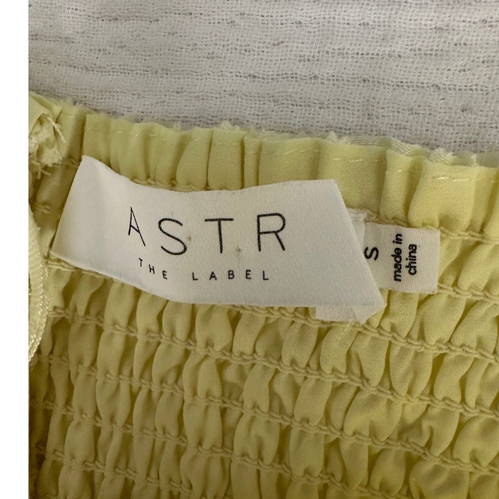 ASTR the Label Emmi Yellow Mesh Floral Tiered Midi Dress Size S - Picture 6 of 10